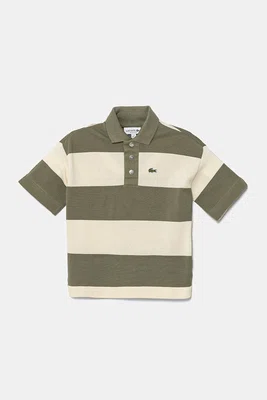 Dětská bavlněná polokošile Lacoste zelená barva, PJ8423