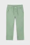 Kalhoty s lněnou směsí pro děti Mayoral zelená barva, hladké, 3568