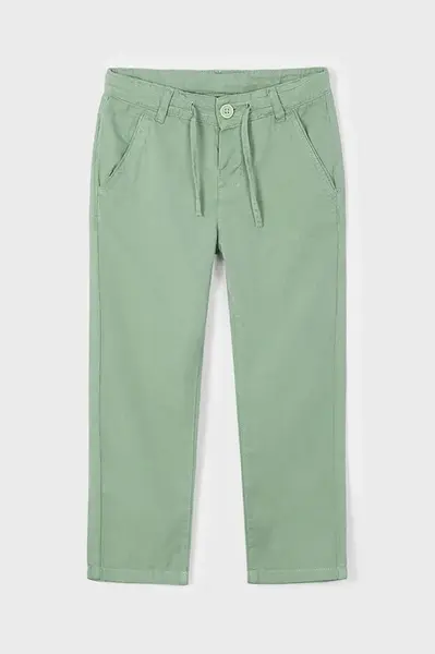 Kalhoty s lněnou směsí pro děti Mayoral zelená barva, hladké, 3568