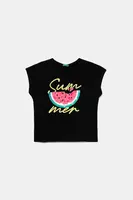 Dětské bavlněné tričko United Colors of Benetton černá barva, 3I1XC10P0