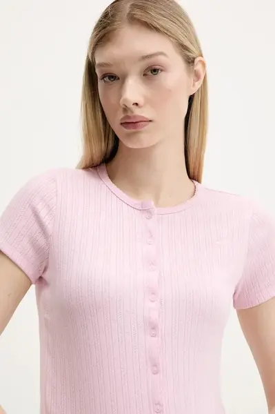 Tričko Hollister Co. dámské, růžová barva, KI339-5187