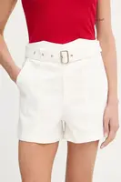 Kraťasy Morgan dámské, béžová barva, high waist, SHERIM