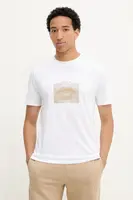 Bavlněné tričko HUGO Deterni pánské, bílá barva, s potiskem, 50544496