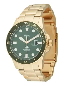 FOSSIL Analógové hodinky  zlatá / tmavozelená