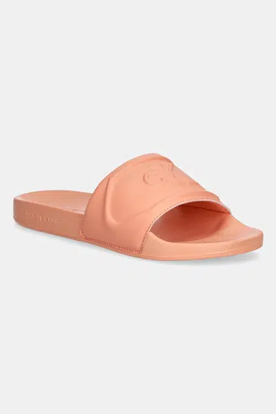 Pantofle Calvin Klein Jeans SLIDE PU HF MG dámské, oranžová barva, YW0YW01879