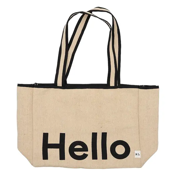 Bavlněná taška Design Letters Hello béžová barva
