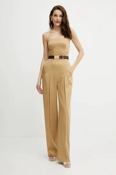 Overal Elisabetta Franchi zelená barva, s kulatým výstřihem, TU05152E2