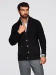 Ombre Men's cotton cardigan sweater with shawl collar - black