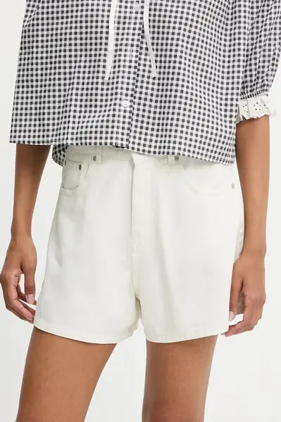 Džínové šortky Answear.LAB dámské, bílá barva, high waist