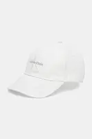 Bavlněná baseballová čepice Calvin Klein bílá barva, s aplikací, LV04K5026G