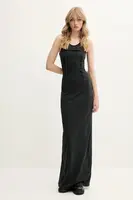 Bavlněné šaty MM6 Maison Margiela černá barva, maxi, přiléhavé, S62DG0048