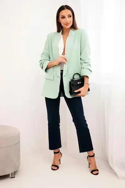 Elegant blazer with lapels light mint