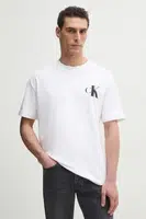 Bavlněné tričko Calvin Klein Jeans bílá barva, s potiskem, J30J327475