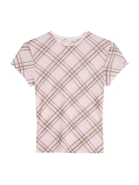 Bershka Tričko  hnedá / rosé / púdrová