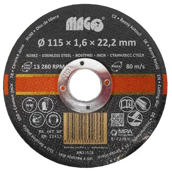 Kotouč řezný na nerez 115 x 1,6 x 22,2 mm MAGG