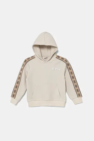 Dětská mikina Guess béžová barva, s kapucí, s aplikací, L5GQ09 KB3P2
