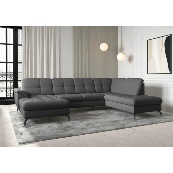 Sit & More SEDACÍ SOUPRAVA, textil, tmavě šedá