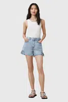 Bavlněné šortky AllSaints ELIANA dámské, modrá barva, high waist, W062EC