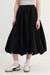 Bavlněná sukně Abercrombie & Fitch černá barva, midi, áčková, KI143-5070