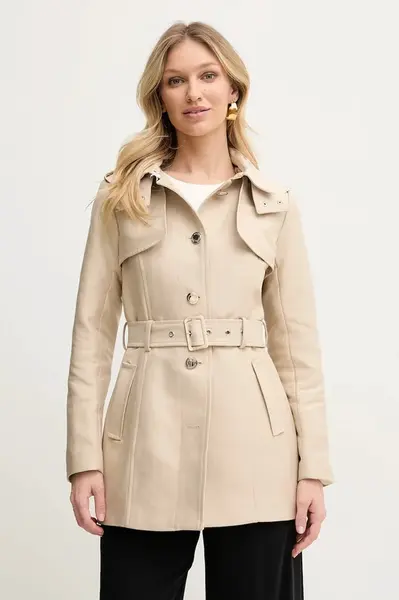 Kabát Morgan GSOLAM dámský, béžová barva, přechodný, GSOLAM