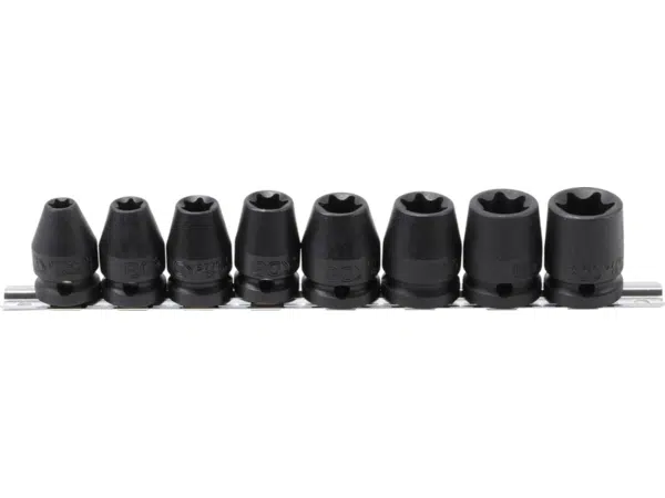 BGS Technic BGS 9779 Nástrčné hlavice 1/2" E-Profil E10 ÷ E24, silové (Sada 8 dílů na kole