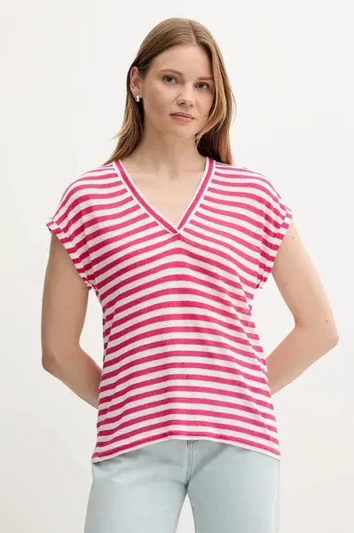 Tričko s příměsí lnu United Colors of Benetton