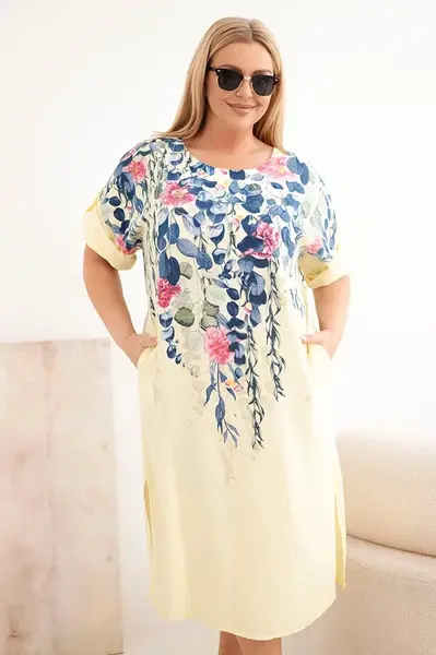 Dámské viskozové plus-size šaty s krátkými rukávy