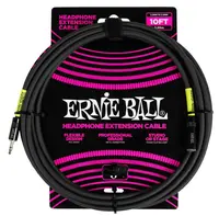 Ernie Ball Headphone Extension Cable 3.5mm to 3.5mm 10' Black