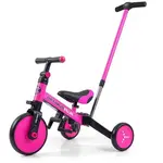 MILLY MALLY OPTIMUS PLUS 4v1 Dětská tříkolka s vodící tyčí, růžová, velikost