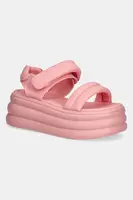 Kožené sandály GOE dámské, růžová barva, na platformě, RR2N4119