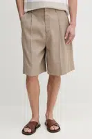 Lněné kraťasy Tommy Hilfiger pánské, béžová barva, SQTHL7544.SQTH503