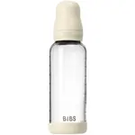 BIBS Baby Glass Bottle Silicone antikoliková fľaša so silikónovým náustkom Ivory 240 ml