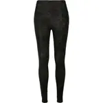 Women's washed trousers made of artificial leather black