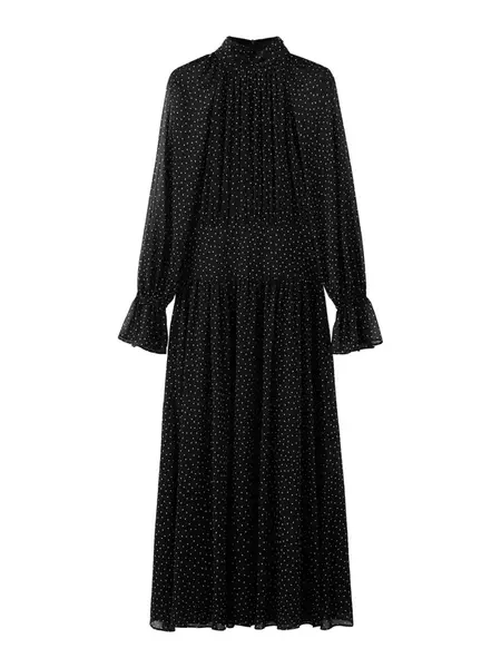 MANGO Šaty 'POLKY'  čierna / biela