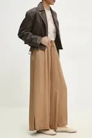 Kalhoty Answear.LAB dámské, hnědá barva, široké, high waist