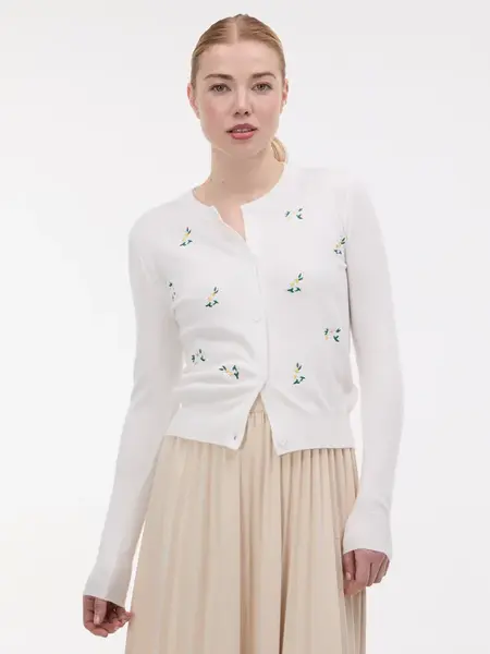 Krémový dámsky kardigan s výšivkou ORSAY