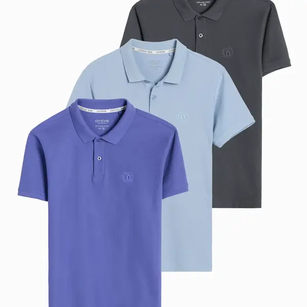 Ombre Set of men's pique knit polo shirts 3-pack