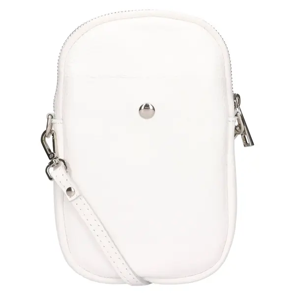 Dámska kožená kabelka na mobil a doklady Italia Monea - biela
