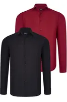 DUAL SET G726 DEWBERRY MENS SHIRTS-BLACK-BURGUNDY