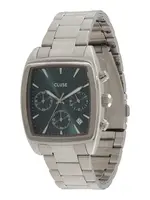 CLUSE Analógové hodinky 'Quartaut'  tmavozelená / strieborná / biela