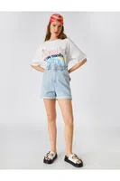 Koton Denim Shorts High Waist With Pocket