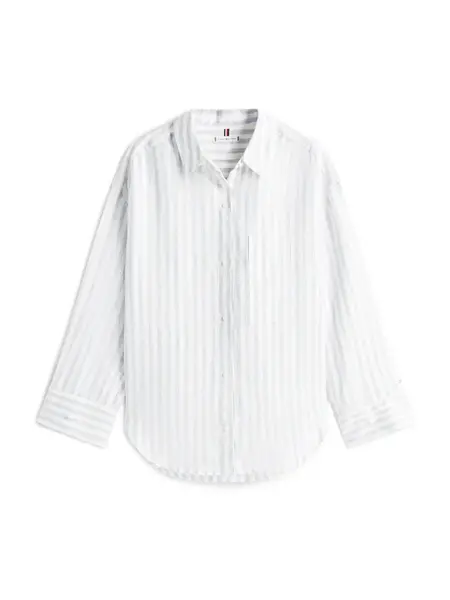 TOMMY HILFIGER Blúzka  dymovo modrá / biela