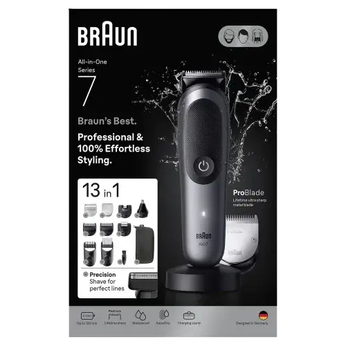 BRAUN Súprava pre starostlivosť o telo All-in-One Series 7, AIO7560, sivá