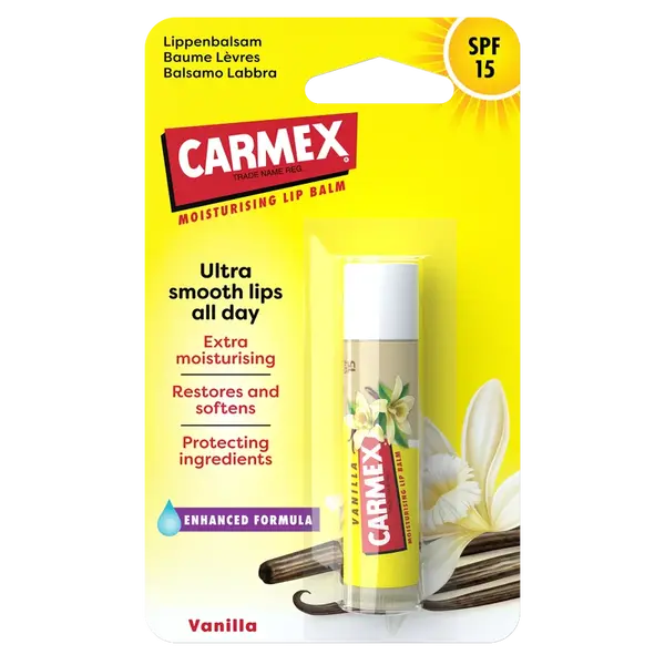 CARMEX Balzám na rty ultra hydratační SPF 15 Vanilka 4,25 g, poškozený obal