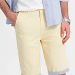Ombre Men's chinos shorts with contrasting turn-up