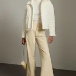 Trendyol Ecru Oversize Quilted Detail Plush Coat