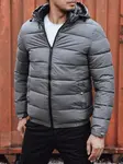 Kurtka zimowa męska pikowana z kapturem szara Dstreet