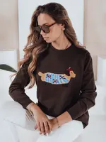 Damski sweter z aplikacją psa CHICPAWS brązowy Dstreet