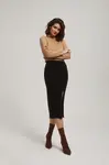 Marisse Black Midi Pencil Skirt With Slit