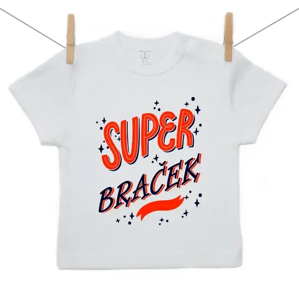 Boodyy Tričko s krátkym rukávom Super braček 68 (3-6 mesiacov)